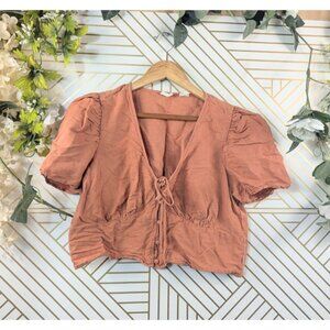 Levis Top Womens Orange Short Sleeve Outdoors Hiking Western Linen Blend LARGE